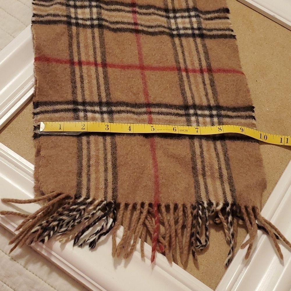Tan Plaid Fringed Scarf Wrap Classic Tartan Check Neutral One Size - Picture 4 of 5